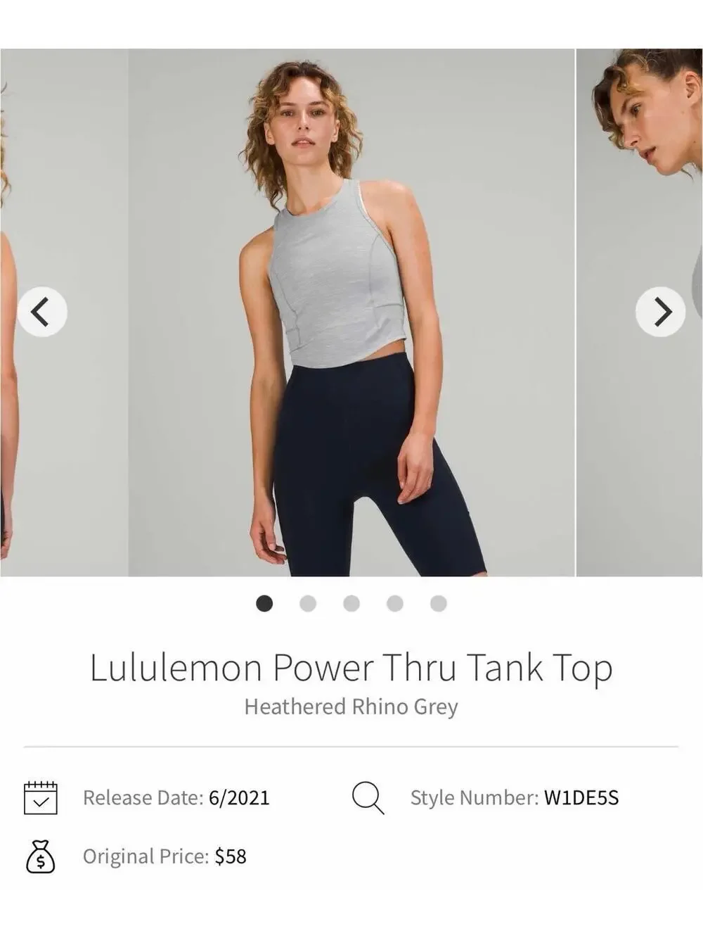Lululemon Power Thru Tank Top Heathered Rhino Grey size 4. $58 retail. Like New
